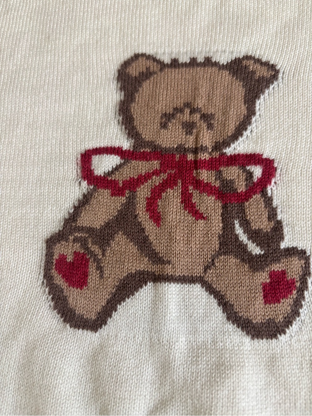 abercrombie kids Cream Knit Teddy Bear Crewneck Sweater - Picture 3 of 5